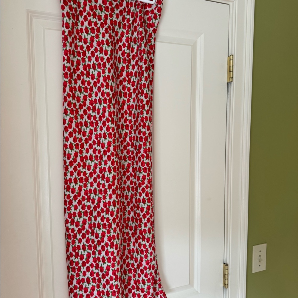 Topshop Red and White A-Line Midi Skirt - Picture 3 of 4
